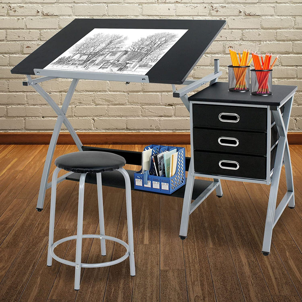 Height Adjustable Art Desk with 3 Storage Drawers D9826