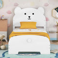 Kids Wood Platform Bed with Bear-Shaped Headboard and Footboard J38812