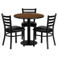 Round Laminate Table Set with 3 Ladder Back Metal Chairs C3678