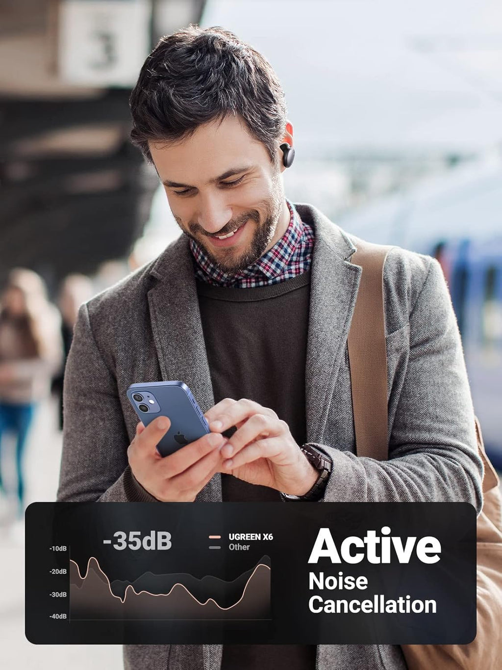 Hybrid Active Noise Cancelling Wireless Earbuds with 6 Mics ENC, 10mm Driver, Touch Control, 26H Playtime D640