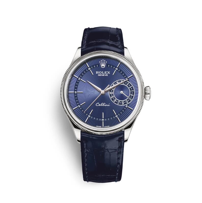 Silver Blue Dial Blue Leather Strap 39mm E861258