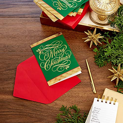 40 Cards with Envelopes Green and Gold Christmas Cards U3381