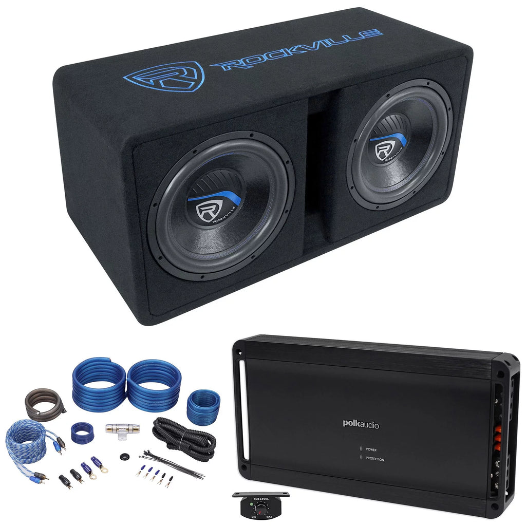 Dual 12" 2800w Car Subwoofers with Vented Sub Box and Amp P17066