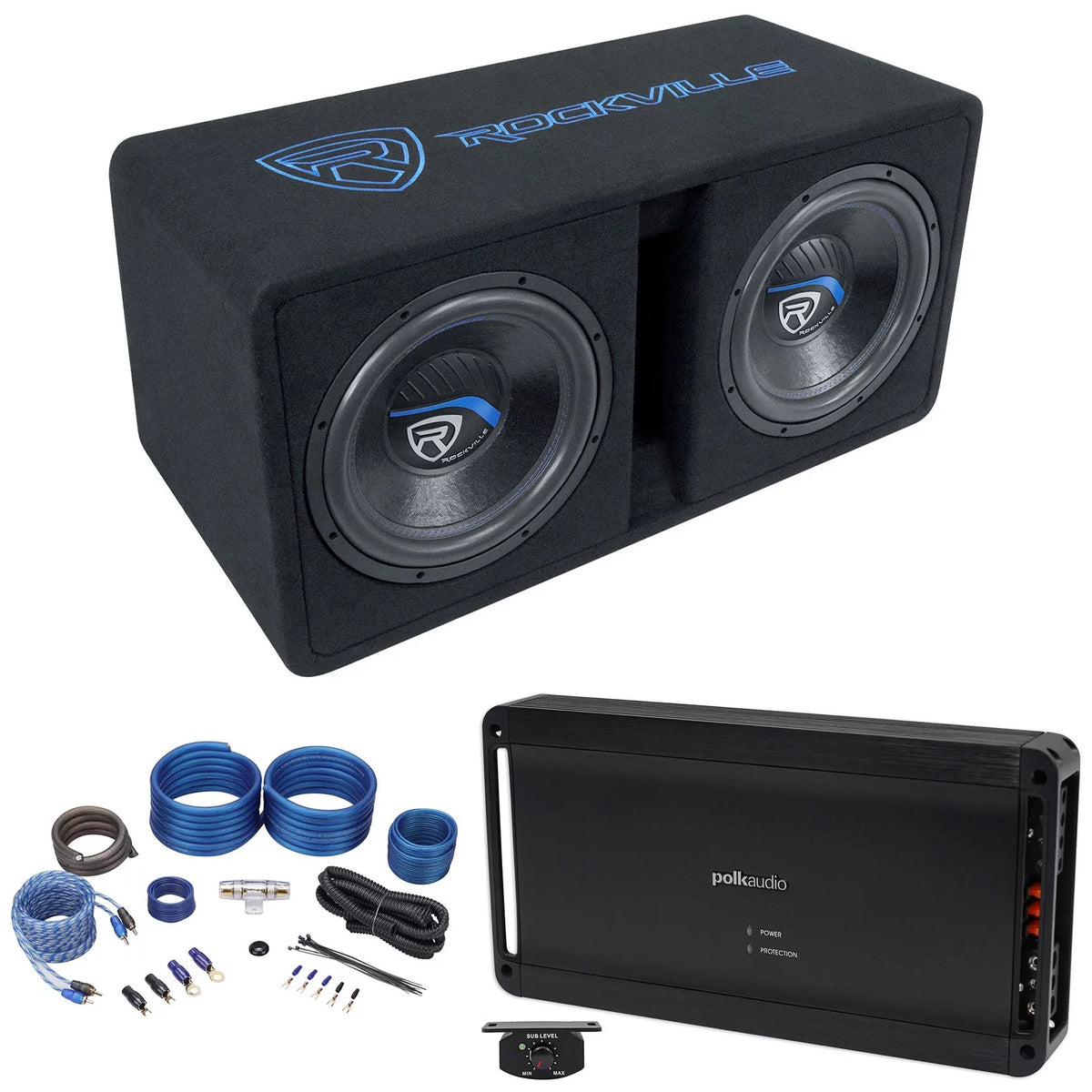 Dual 12" 2800w Car Subwoofers with Vented Sub Box and Amp P17066