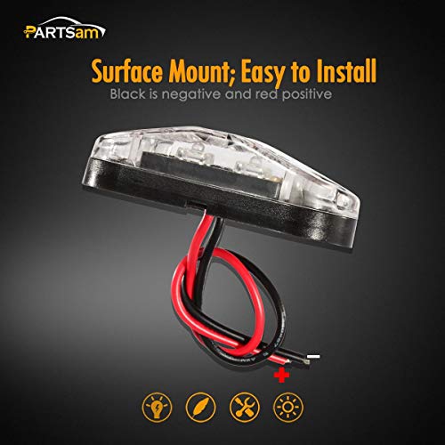 4Pcs 2.5 Inch Oval Amber Led Side Marker Lights Clear Lens Surface Mount 12V J16703