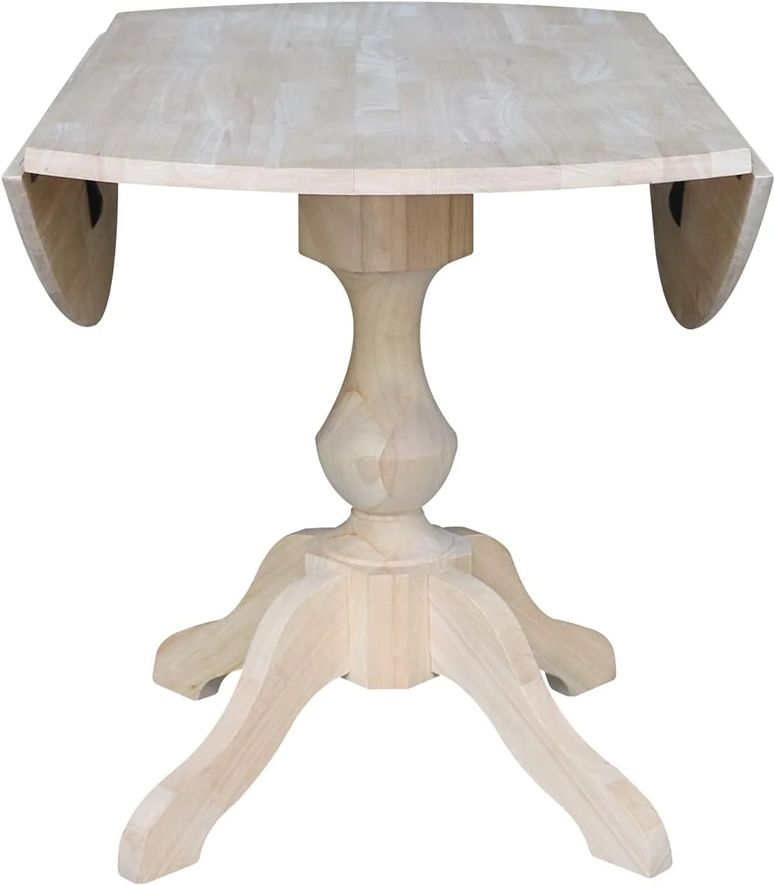 Round Dual Drop Leaf Pedestal Dining Table, Unfinished F5372