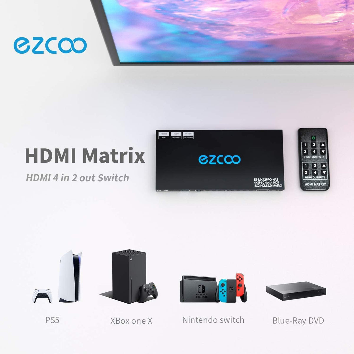 4 In 2 Out 4K 60Hz HDMI Matrix J602