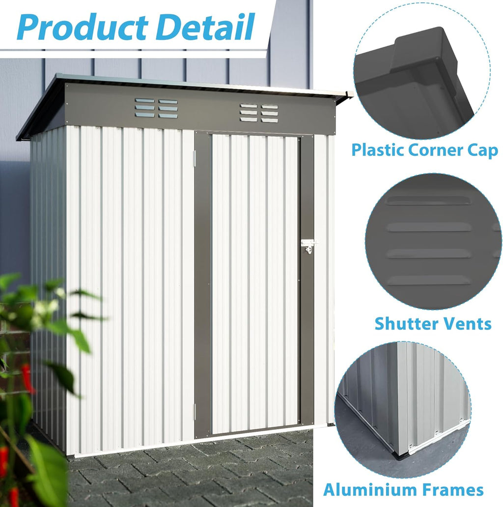 Metal Storage Shed 5x3 FT with Lockable Doors S68834