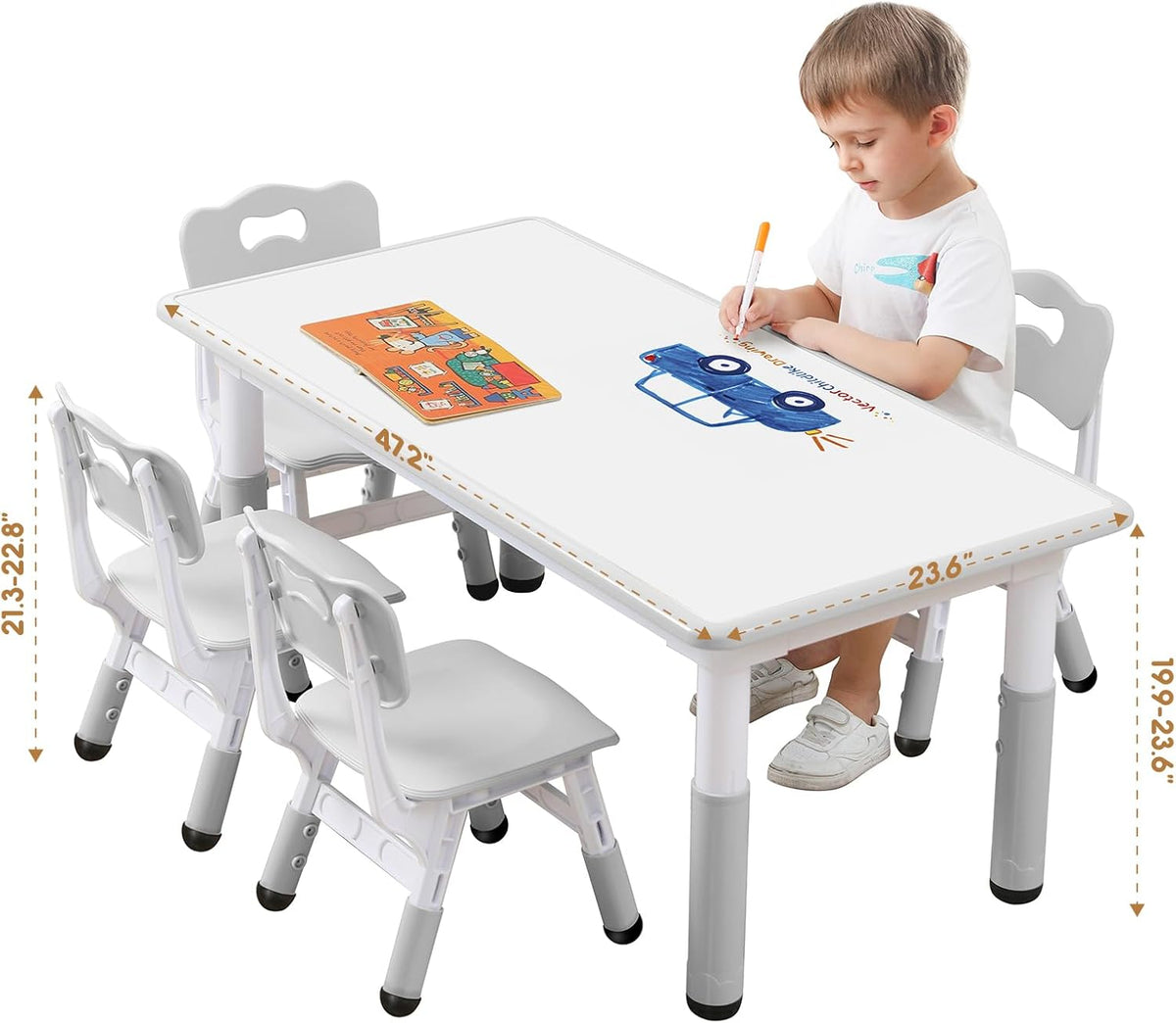 Kids Table and Chair Set with 6 Chairs S4576