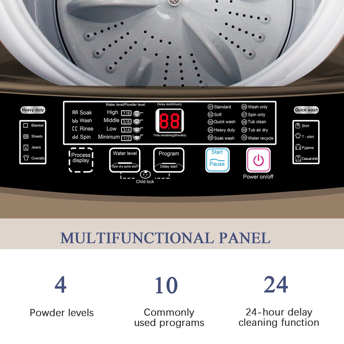 17.7 lbs Full Automatic Top Load Mini Washer Y312