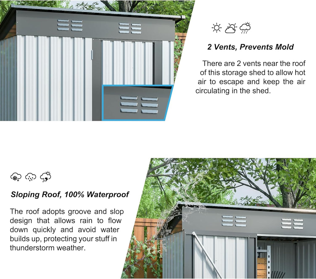 Metal Storage Shed 5x3 FT with Lockable Doors S68834