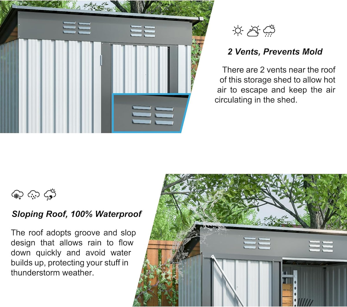 Metal Storage Shed 5x3 FT with Lockable Doors S68834