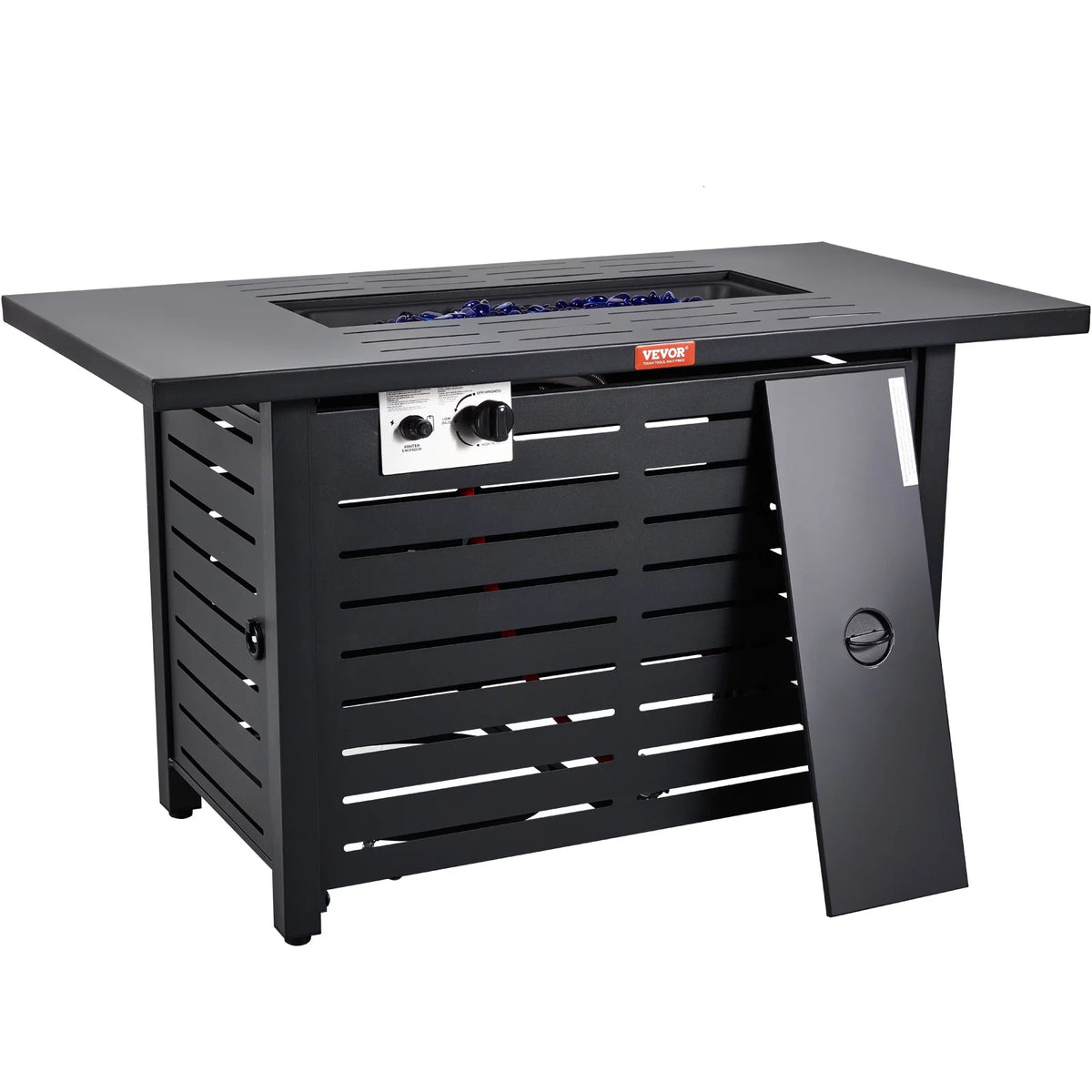 43" Outdoor Propane Gas Fire Pit Table with Glass Tabletop & lid T22032