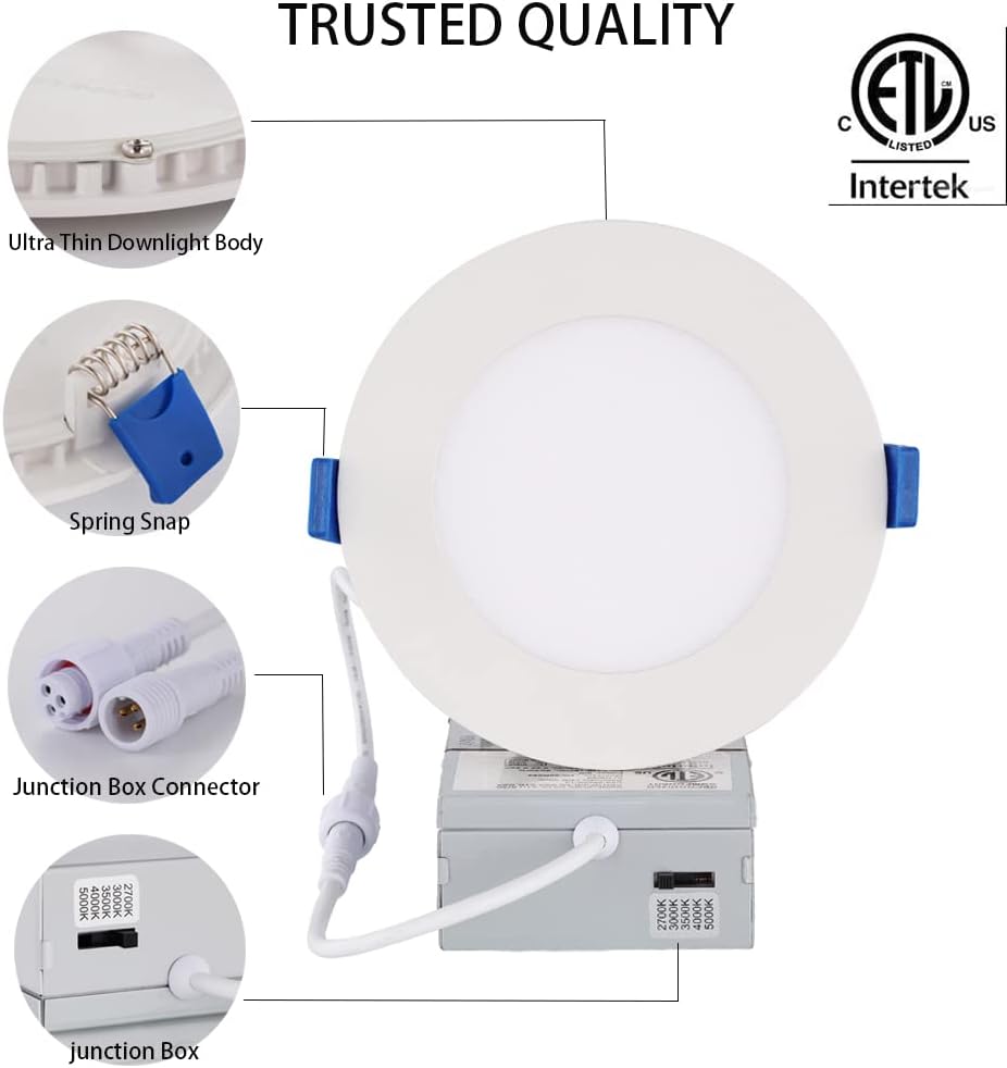 12 Pack 4 Inch Ultra-Thin Dimmable LED Recessed Lights Y8099