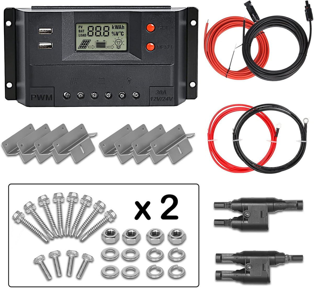 12 Volt 200 Watt Monocrystalline Solar Panel Starter Kit B433
