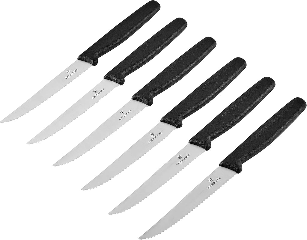Black 4.5-Inch 6-Piece Serrated Steak Knife Set E539