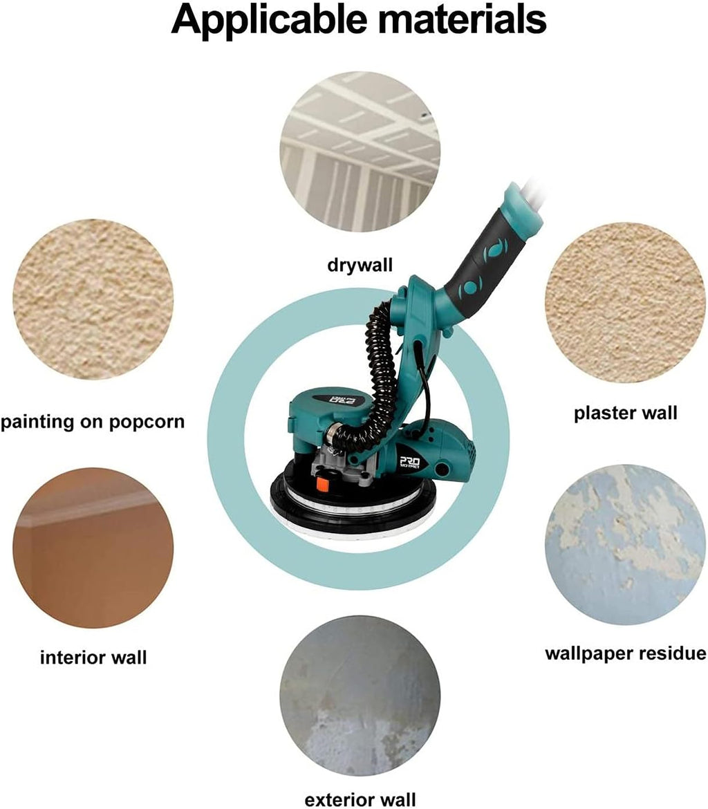 6.5A Electric Drywall Sander with Vacuum and 13Pcs Sanding Pads K58233