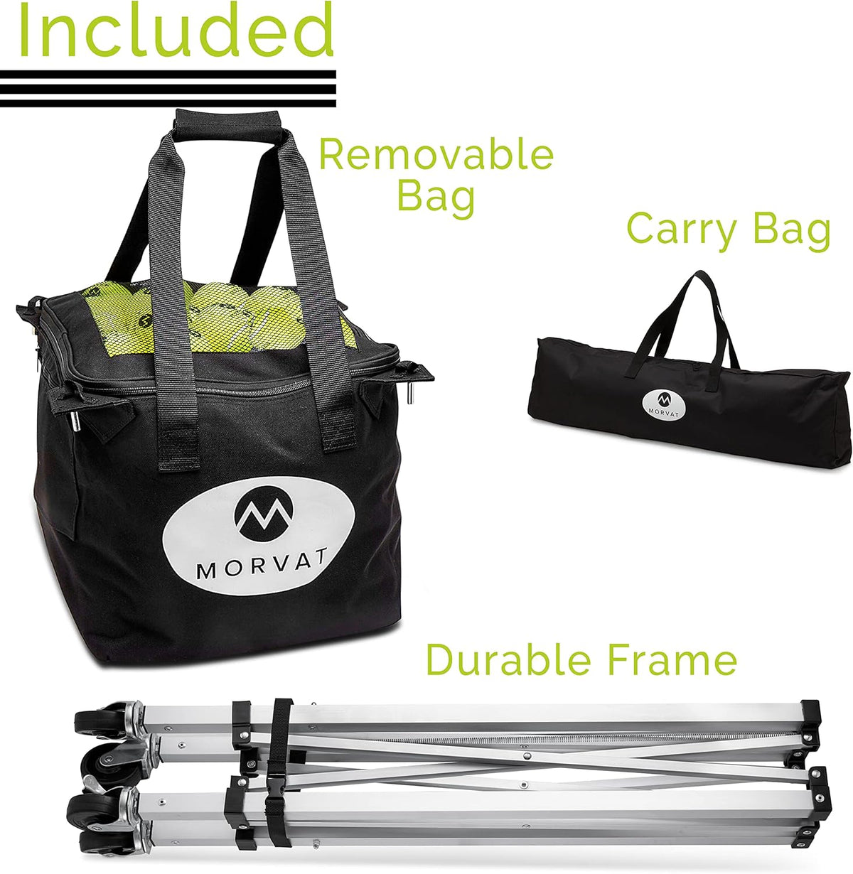 Tennis Ball Cart Holds 150 Balls with Carry Bag I36371