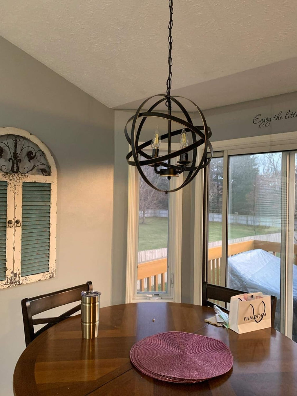 4-Light Black Pendant Lighting with Spherical Shade D646366
