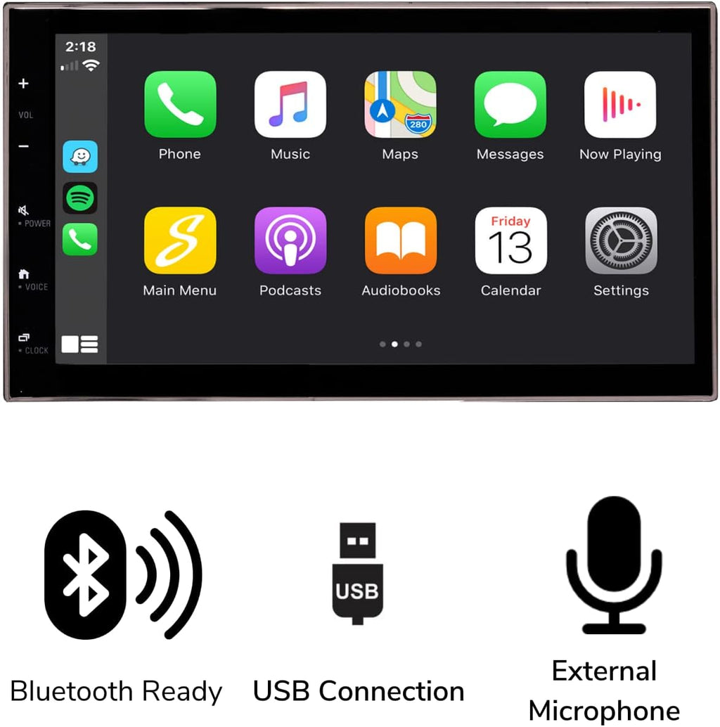 Double Din Radio Kit with Touchscreen, CarPlay, Android Auto, Bluetooth M524