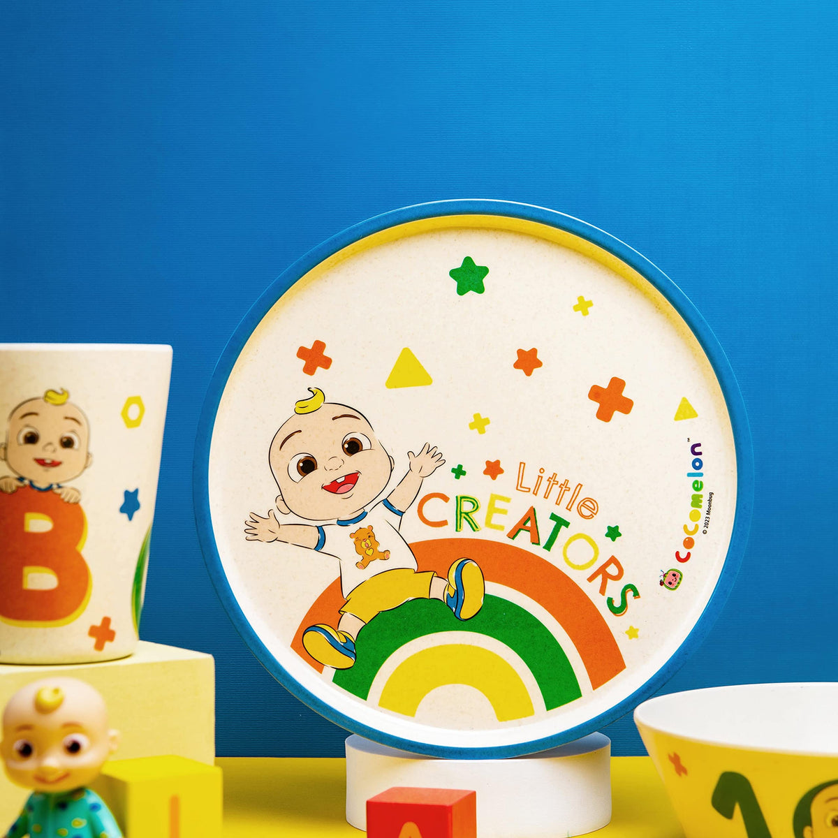 3 Piece Kids Dinnerware Set Melamine Bamboo Plate Bowl Tumbler X40535