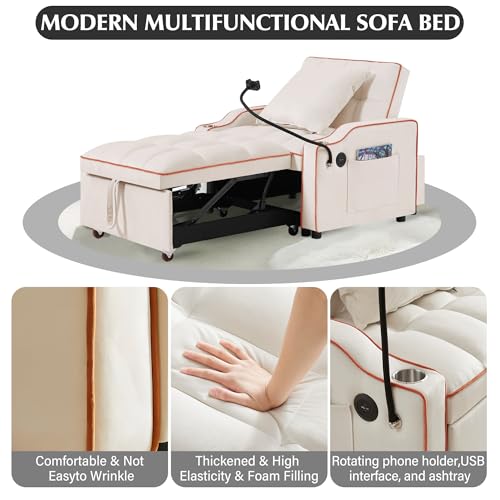 Black Velvet Convertible Single Sleeper Sofa with 3 Level Adjustable Backrest Q14784