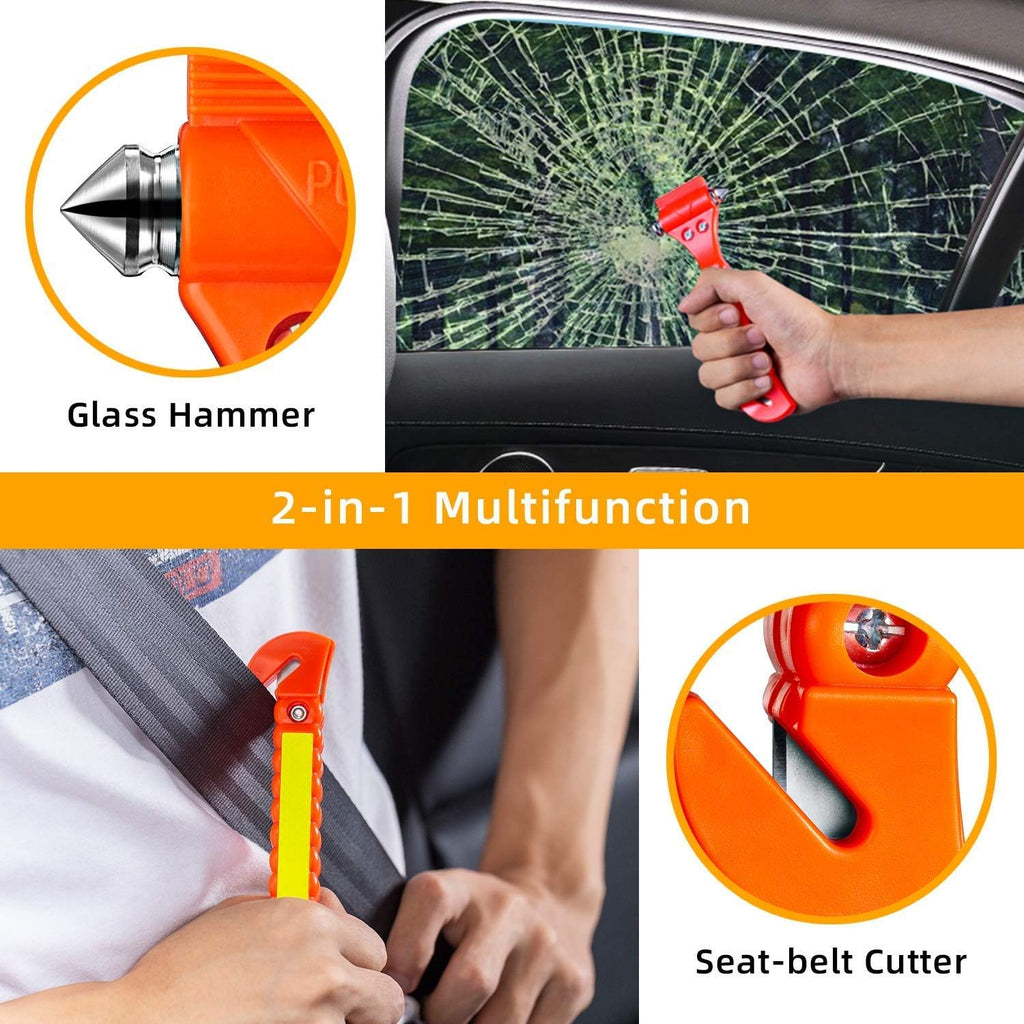 20 Pack 2 in 1 Car Safety Hammer Seatbelt Cutter and Window Breaker I3056