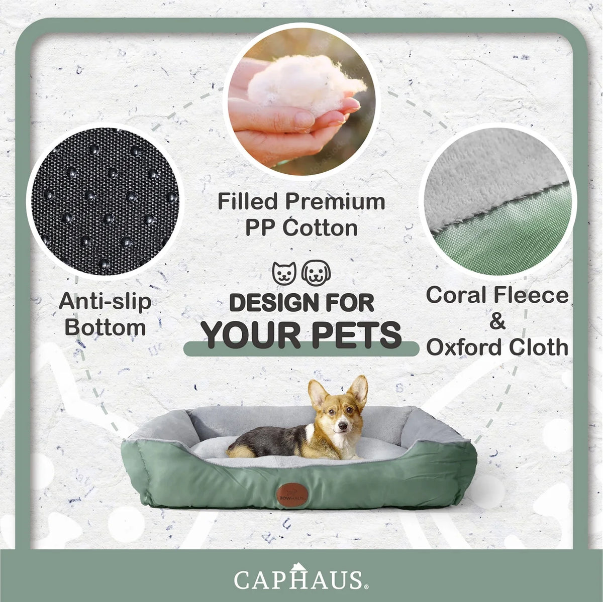 Blue Brown Gray Dog Bolster Couch Bed Z6057