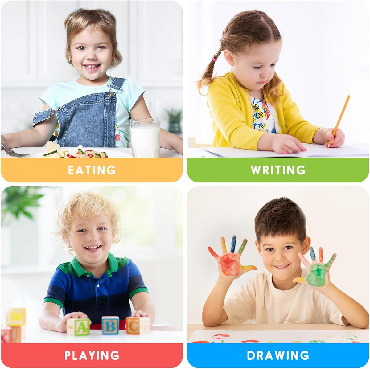 Kids table and chair set with 8 leg covers and 12 color pens Q898467