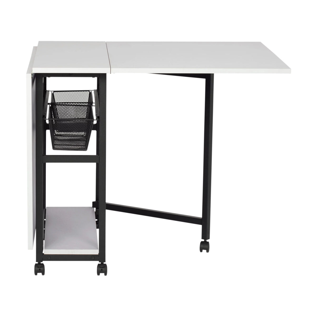 Charcoal White Mobile Fabric Cutting Table with Storage 30" H U692