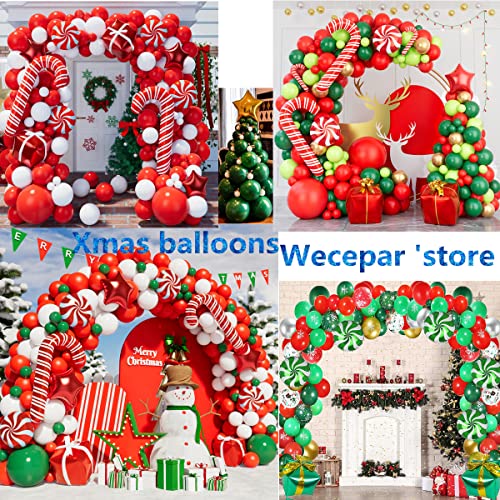 Christmas Balloon Garland Arch Kit with Green Red White Candy Balloons L5136