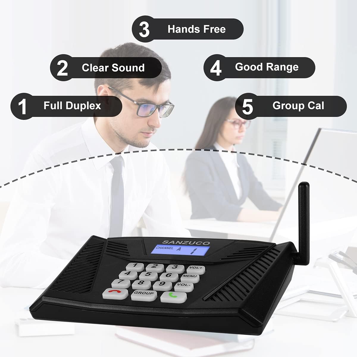 Wireless Hand Free Two Way Intercom System 18 Channels Pack 2 N64841