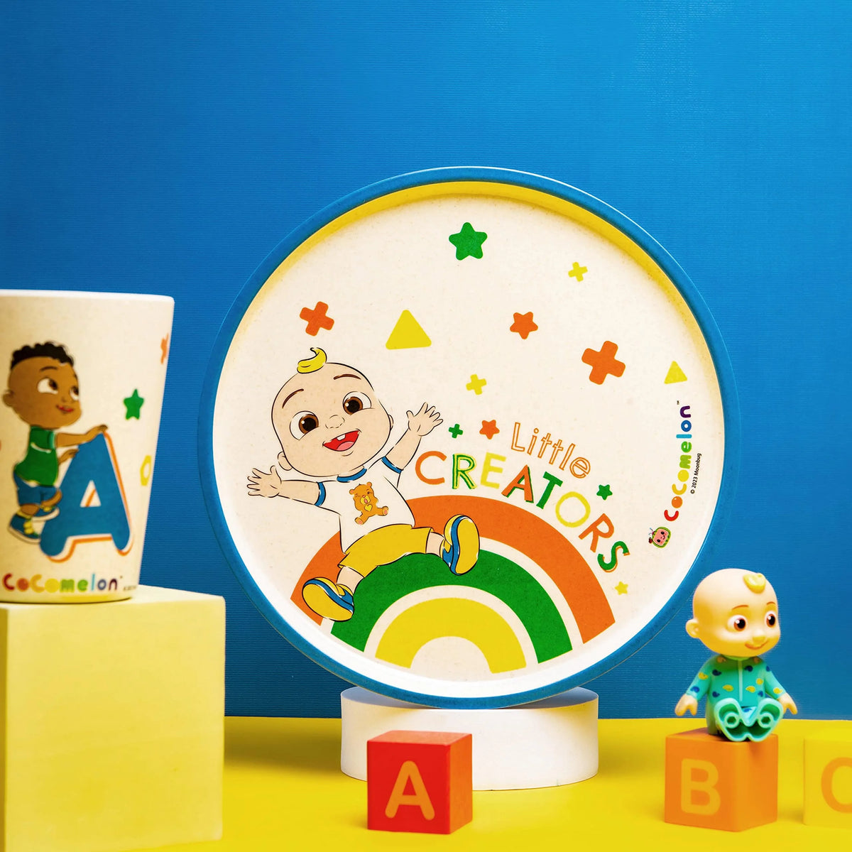 3 Piece Kids Dinnerware Set Melamine Bamboo Plate Bowl Tumbler X40535
