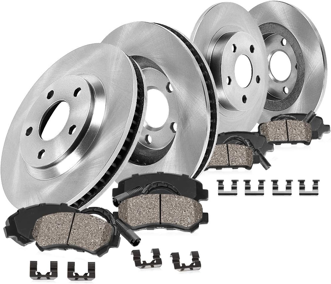 320mm Front + 299.83mm Rear 5 Lug Brake Rotors + Ceramic Pads + Sensors + Hardware C6755