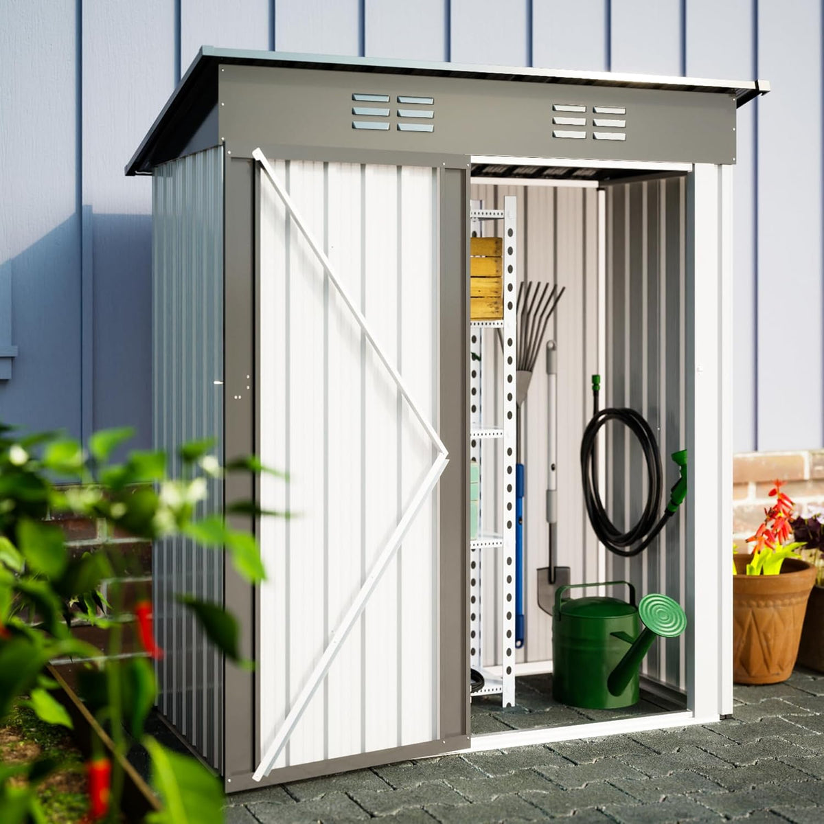 Metal Storage Shed 5x3 FT with Lockable Doors S68834