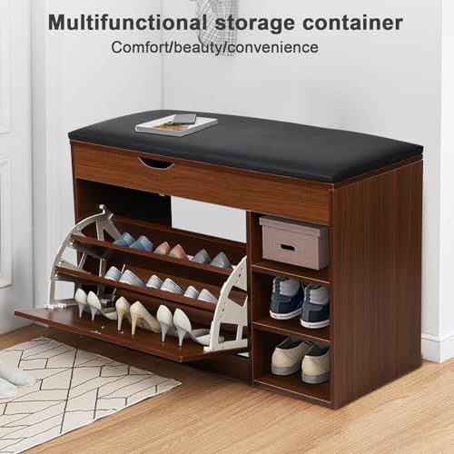 Shoe Storage Cabinet with Flip Drawers, 3 Tiers, Wooden K188