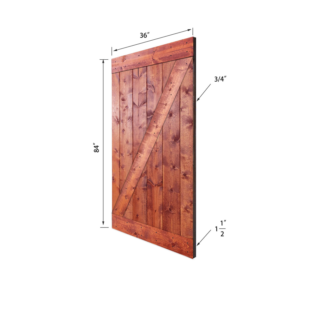 Paneled Wood Barn Door with Installation Hardware Kit X7235