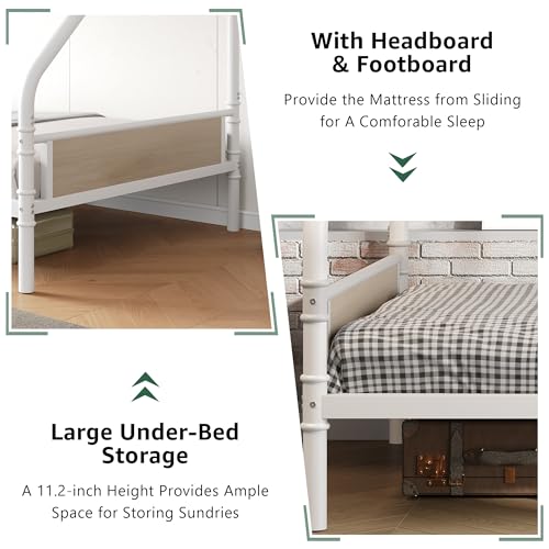 Twin Over Twin Metal Bunk Bed with Safety Guard Rails V750