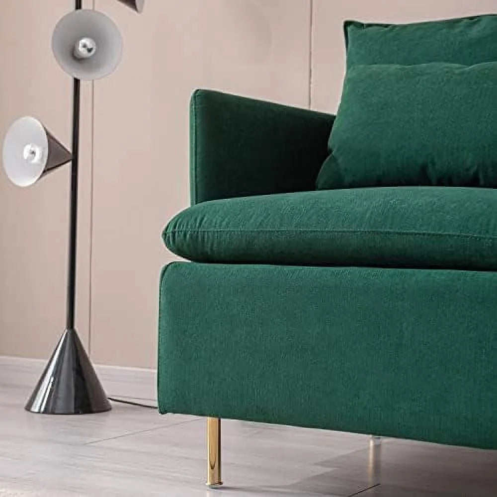 Yellow Linen Fabric Accent Armchair with Pillow I740296