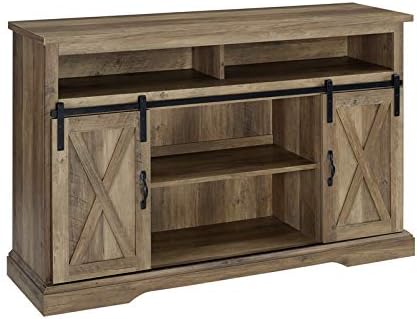 Rustic Oak Wood TV Stand Storage Cabinet B319
