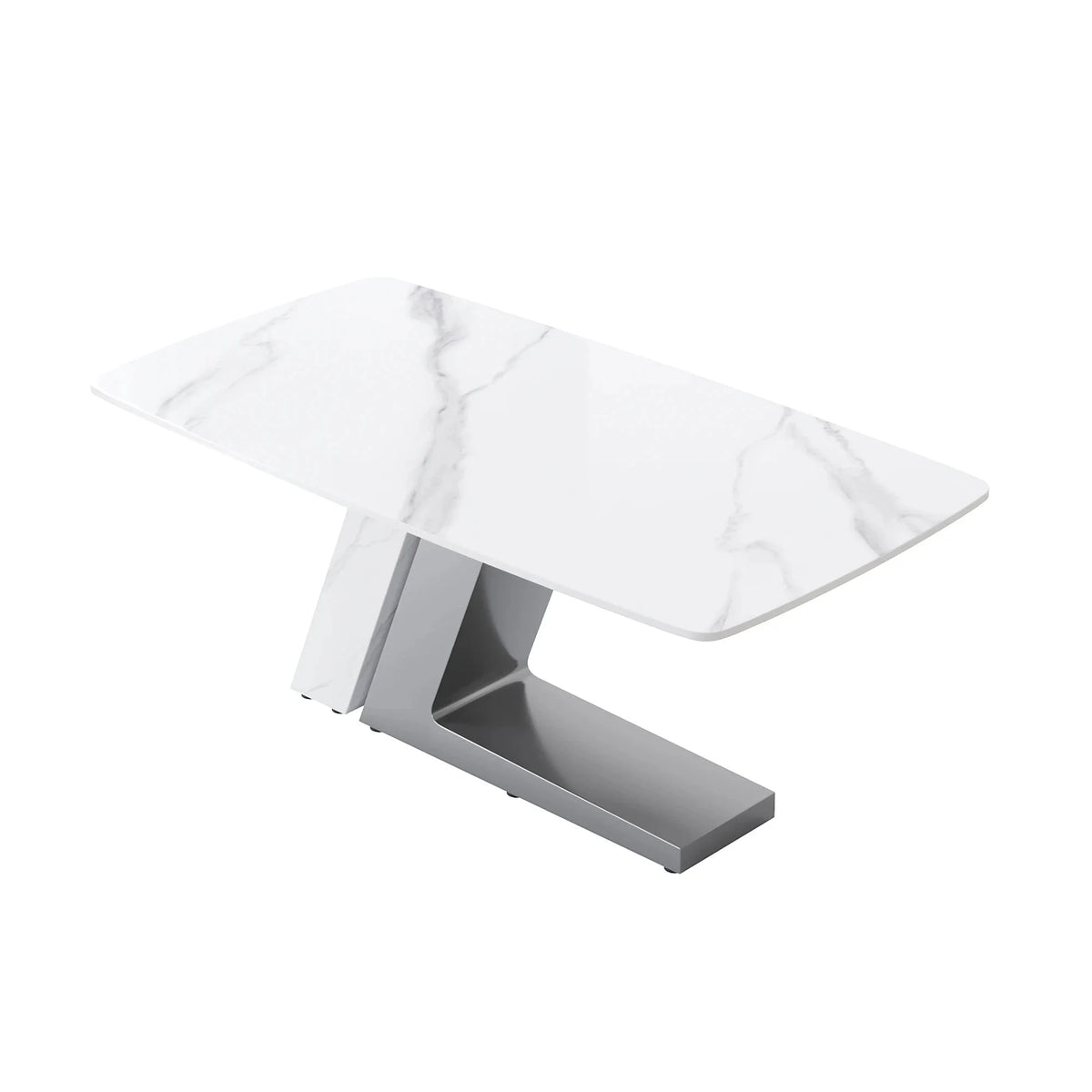 Black Dining Table with Sintered Stone Rectangle Tabletop O554