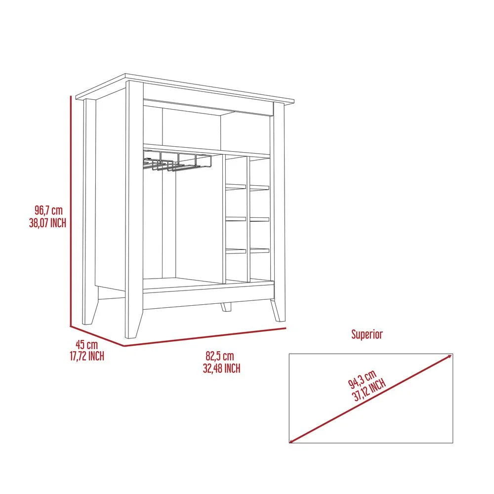 Engineered Wood Bar Cabinet with 2 Open Shelves in Espresso F9210