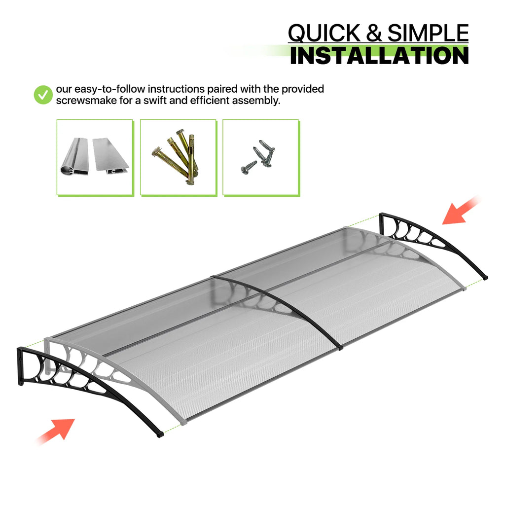 Black Polycarbonate Window Awning & Door Canopy (118x 35) A527