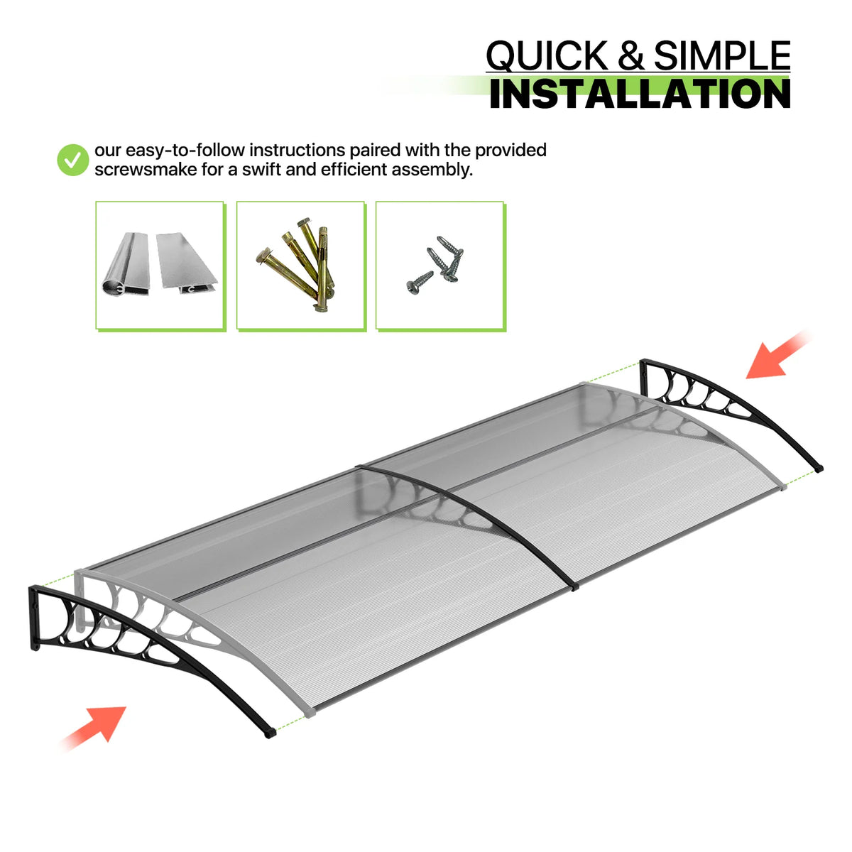 Black Polycarbonate Window Awning & Door Canopy (118x 35) A527
