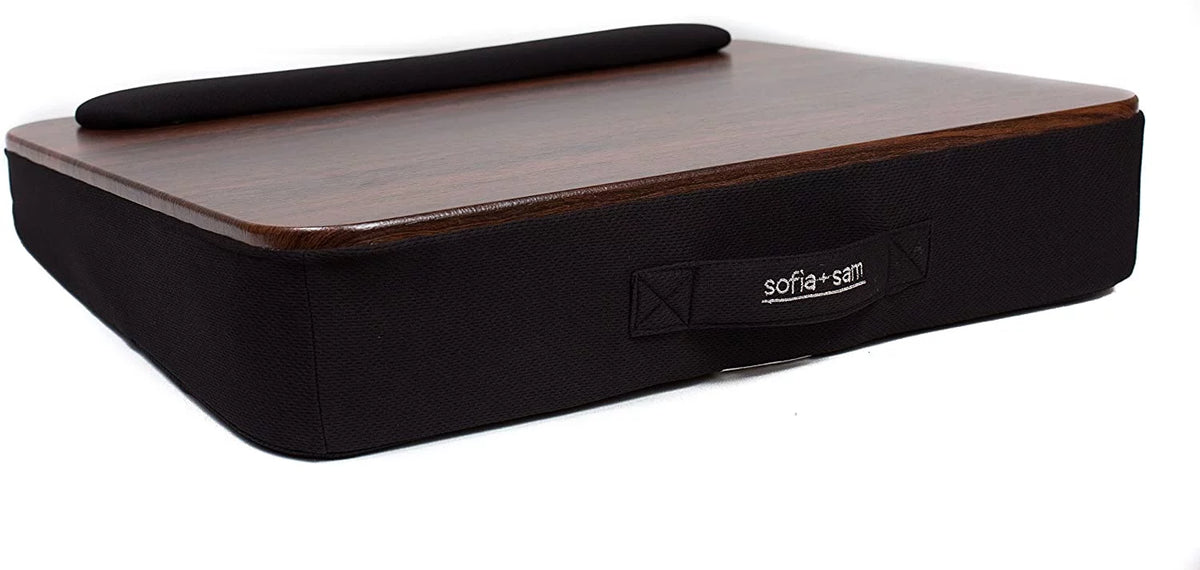 Memory Foam Lap Desk with Wrist Rest, Fits 17" Laptops, Black Wood Top R63793