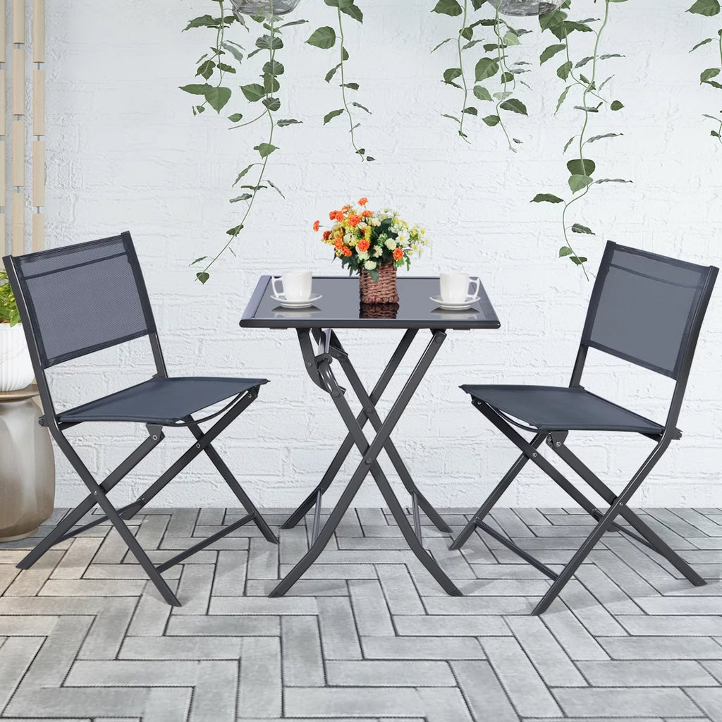 3 Pc Folding Bistro Set Outdoor Patio Furniture X2271