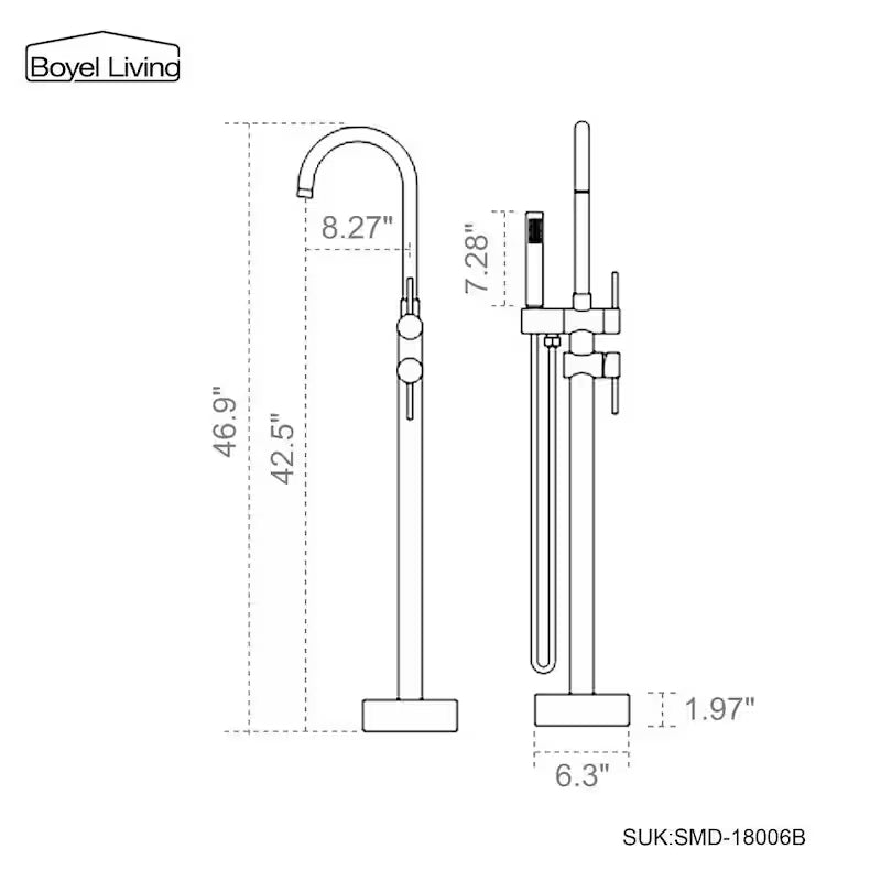 2-Handle Freestanding Bathtub Faucet with Handheld Shower Matte Black H86303