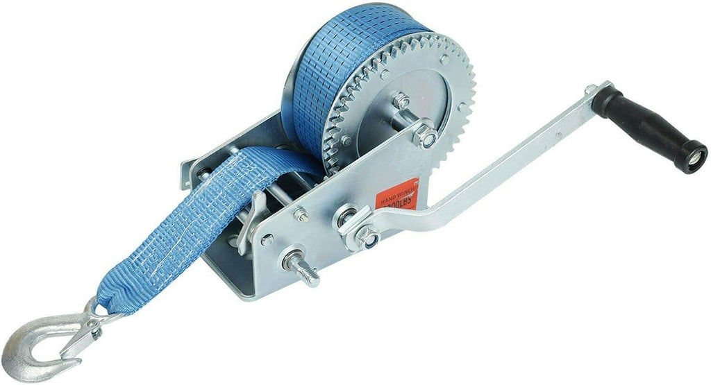 3200lbs Hand Crank Gear Winch Polyester Strap Pack of 2 X3763