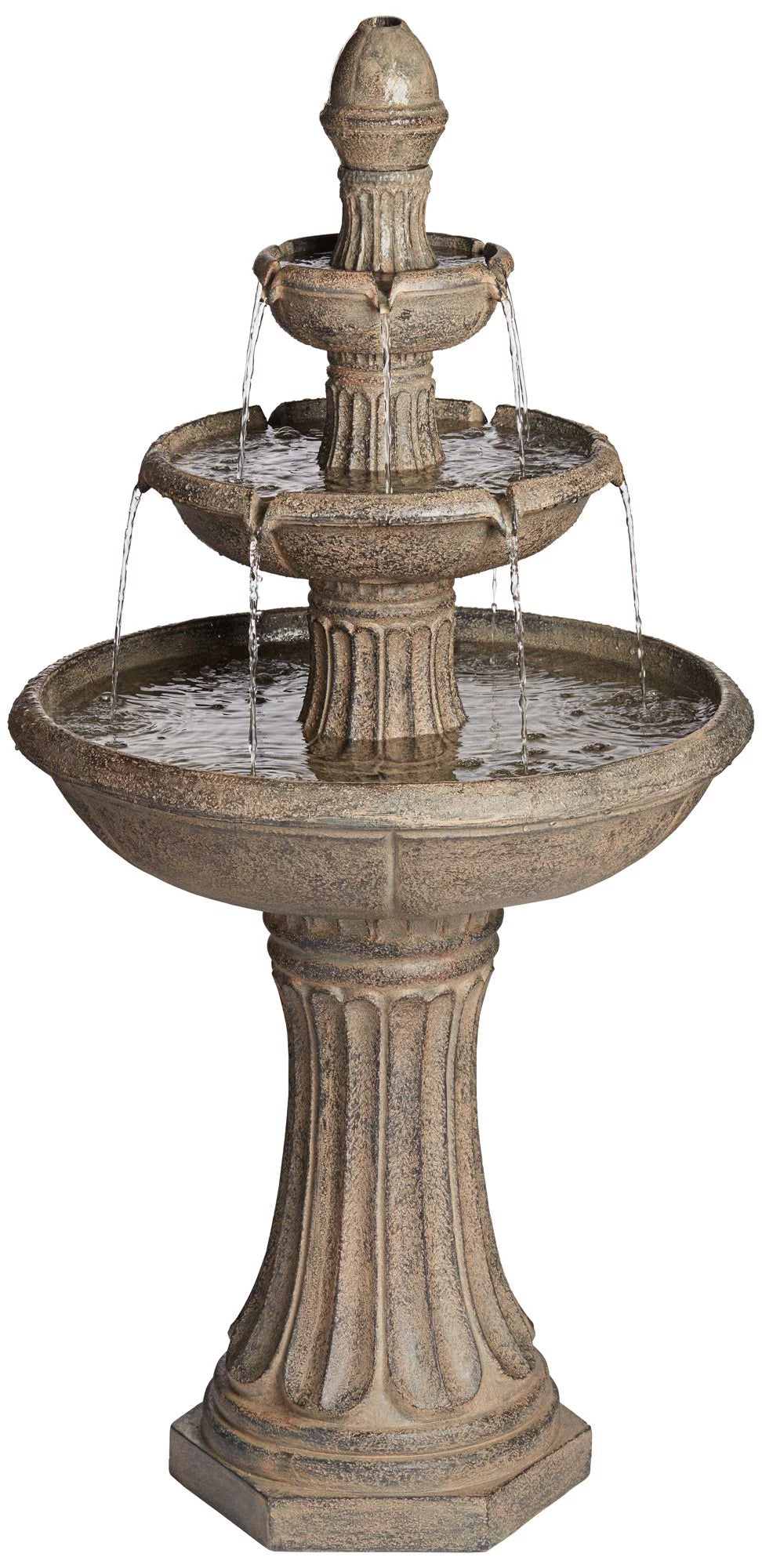 3 Tier Basin Outdoor Floor Water Fountain with LED Light 46" Y969827