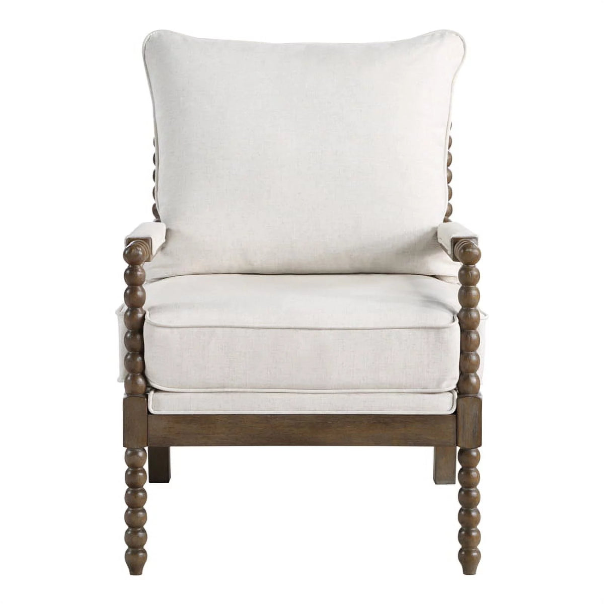 2 Piece Linen Fabric Spindle Chair Set with Wood Frame in Beige F135245